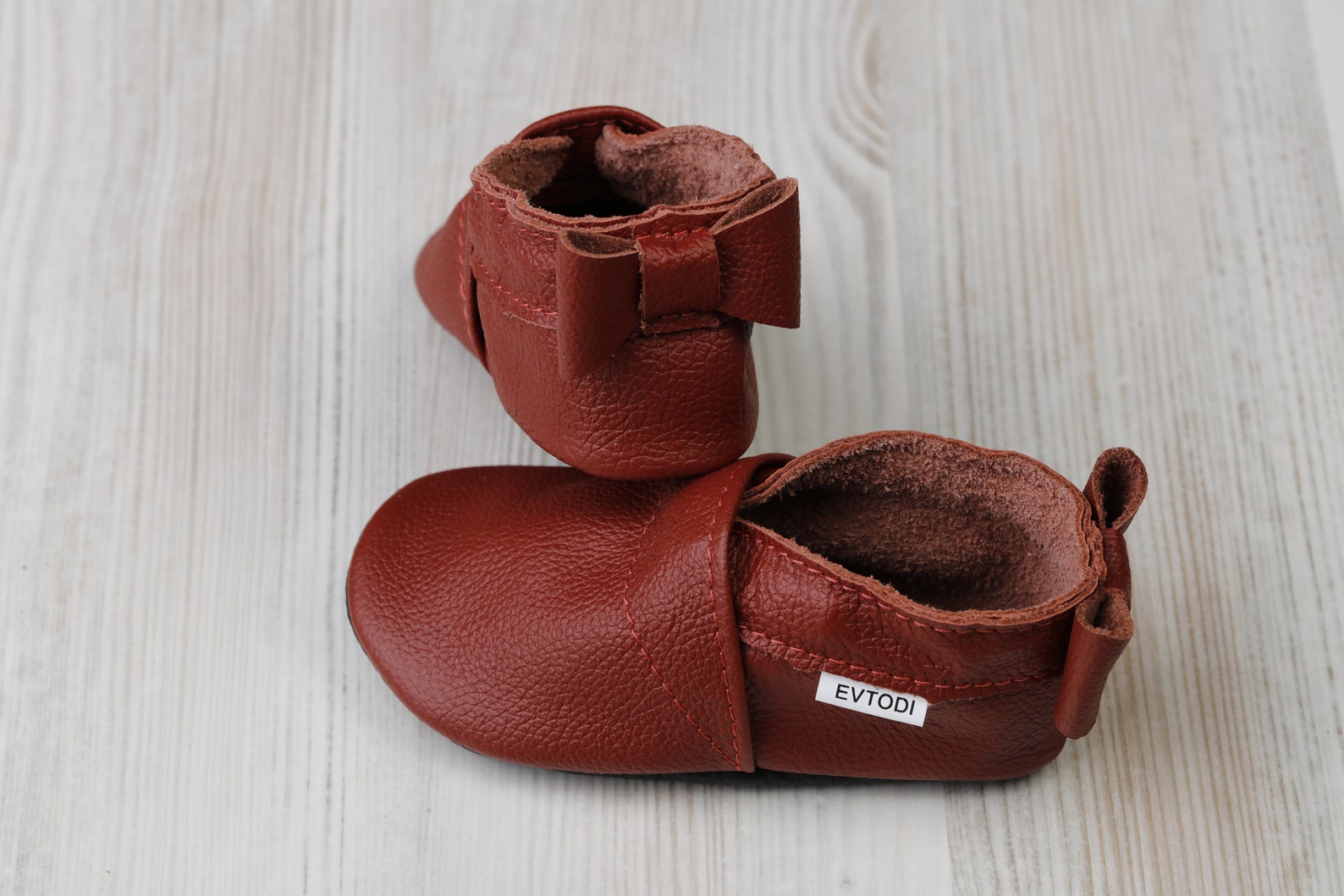 Dark Red Leather Baby Shoes Soft Sole Baby Shoes Baby Etsy