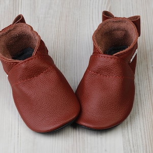 Red Leather Baby Shoes with Bow, Soft Sole Baby Shoes, Infant/Toddler Shoes, Newborn Shoes/ Slippers, Baby Moccasins, Gift Halloween, Evtodi