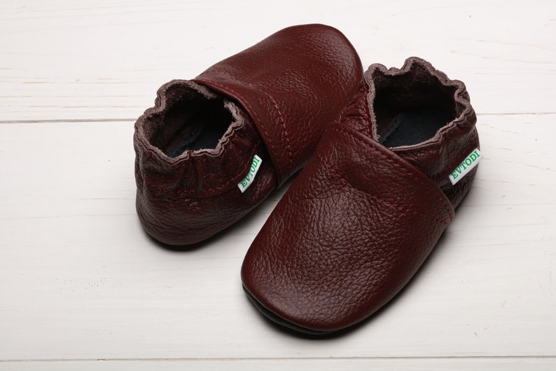 Maroon Baby Shoes Leather Baby Shoes Soft Sole Infant | Etsy