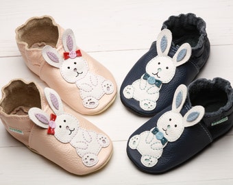 Easter Baby Shoes, Rabbit Shoes, Bunny Shoes Baby, Leather Baby Shoes, Soft Sole Baby Shoes, Baby Moccasins, Baby Slippers, Baby Shower Gift