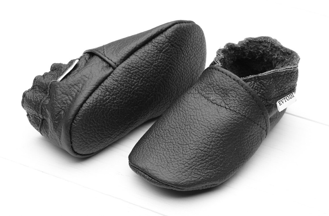 Black Baby Shoes Soft Sole Baby Shoes Leather Baby Shoes Etsy