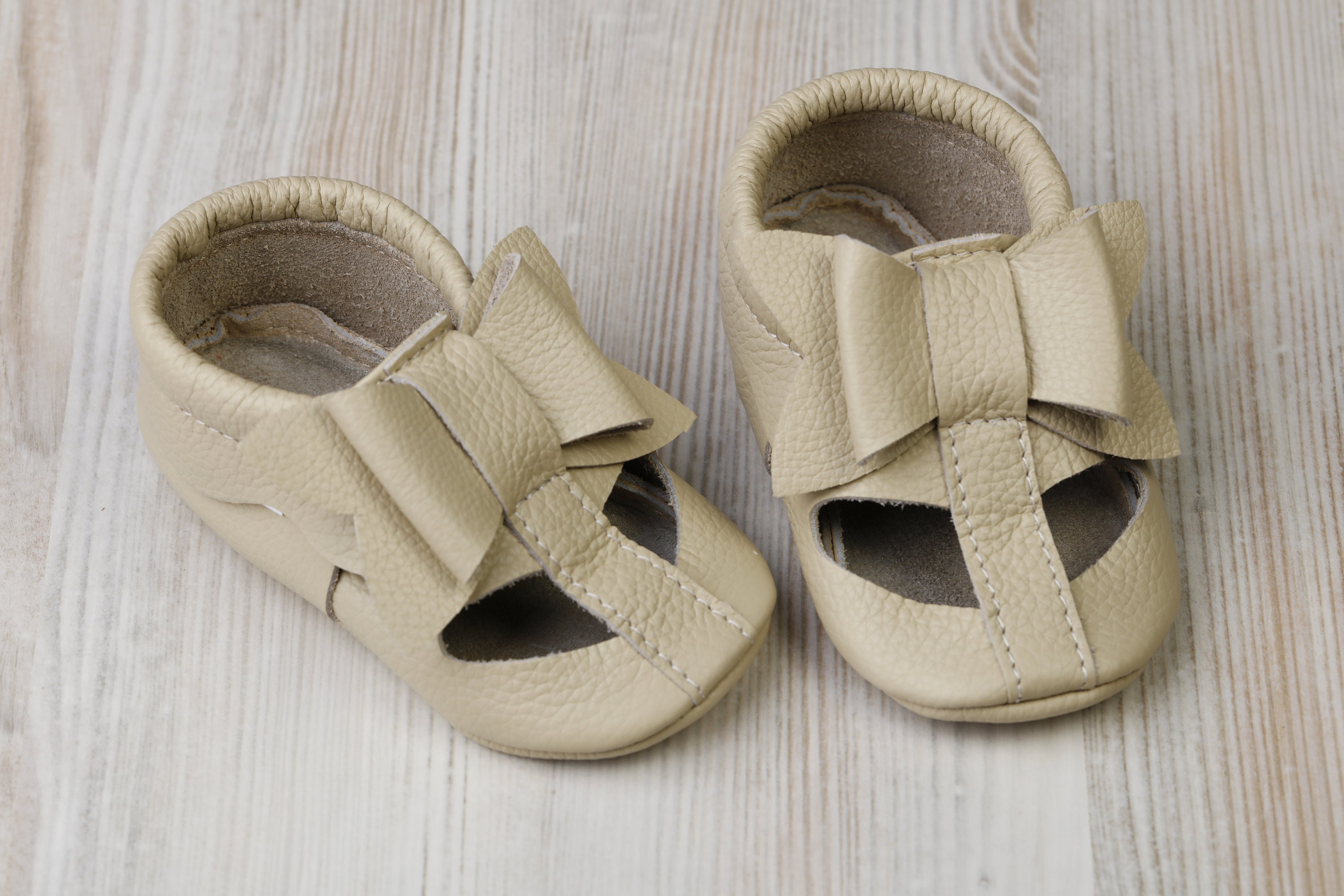 Ivory Soft Sole Baby Sandals With Bow Toddler Wedding Shoes Etsy