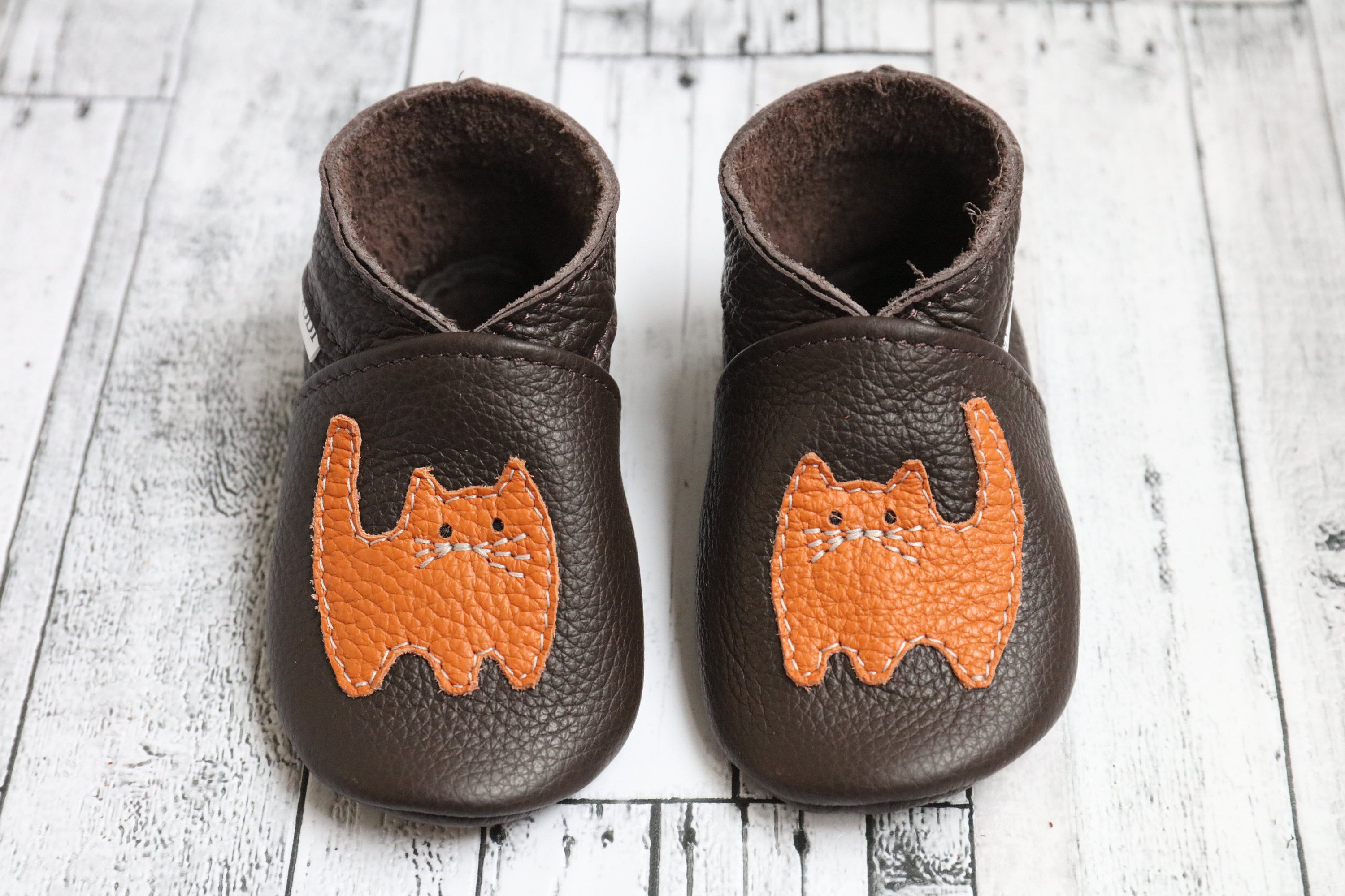 høst personificering Dekorative Brown Baby Shoes With Orange Cat Soft Sole Baby Shoes Baby - Etsy