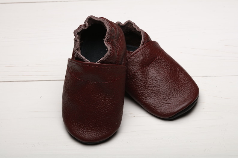 Maroon Baby Shoes Leather Baby Shoes Soft Sole Infant | Etsy