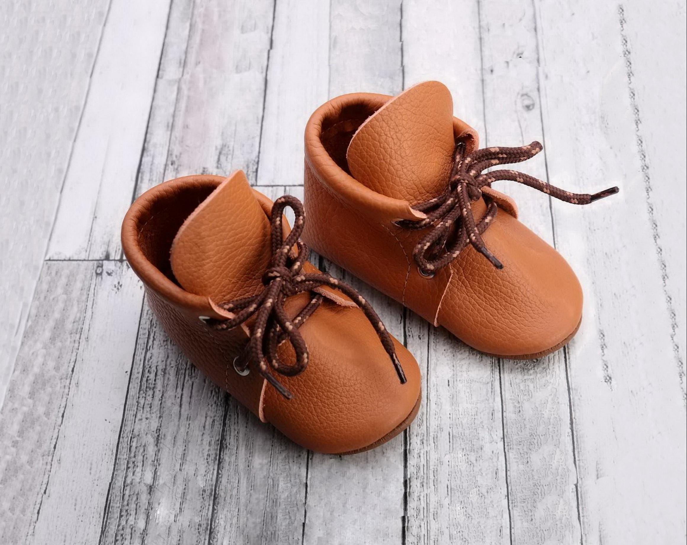Caramel/Brown Baby Oxford Shoes, Leather Baby Boots Lace Up, Baby Moccs, Soft Sole Toddler/Infant/Newborn Shoes, Girls, Boys, Gift, Evtodi