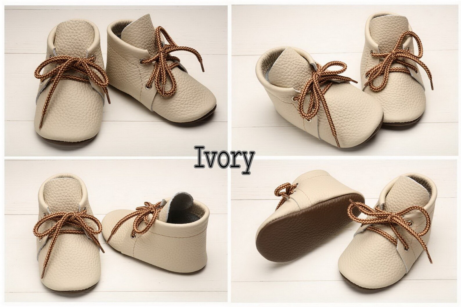 Ivory Oxford Toddler Shoes Leather Lace up Boots Soft Sole - Etsy