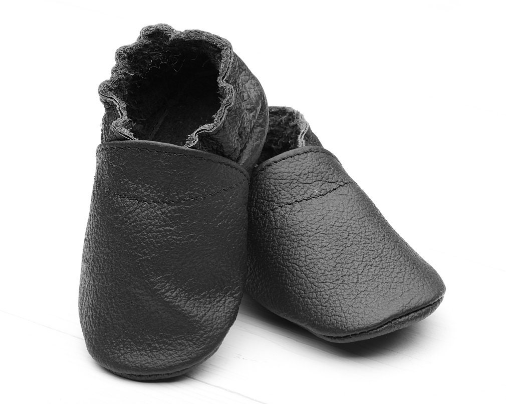 Black Baby Shoes Soft Sole Baby Shoes Leather Baby Shoes Etsy