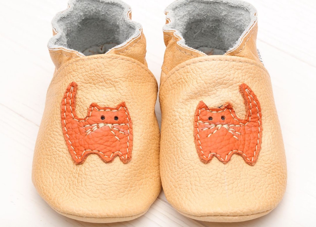 Tan Leather Baby Shoes, Soft Sole Baby Shoes, Child Moccasins, Infant