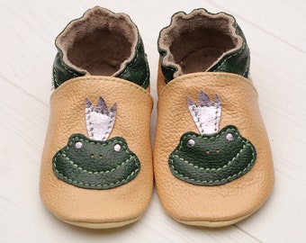 Tan Baby Shoes, Leather Baby Shoes, Soft Sole Toddler Shoes, Infant Shoes, Baby Moccasins, Baby Booties, Girls, Boys, Frog Baby Shower Gifts