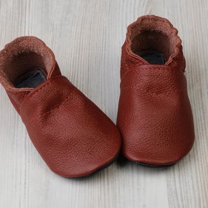 Red Leather Baby Shoes for Halloween Clothes, Soft Sole Toddler Shoes, Baby Moccasins, Newborn Booties, Infant Shoes, Baby Slippers, Evtodi