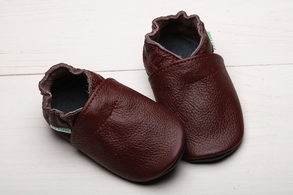 Maroon Baby Shoes Leather Baby Shoes Soft Sole Infant | Etsy