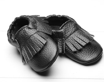Mocasines de bebé negro, zapatos de bebé de cuero, zapatos de bebé de suela blanda, mocasines/zapatillas para niños pequeños, zapatos para niños/bebés, niñas, niños, regalos, Evtodi