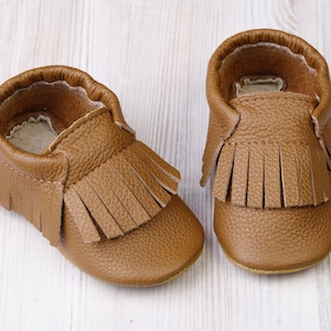 Caramel Baby Moccasins, Leather Baby Shoes, Soft Sole Baby Shoes, Toddler Moccasins/Slippers, Child/Infant Shoes, Girls, Boys, Gifts, Evtodi