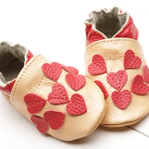 Tan Baby Shoes, Leather Baby Shoes, Soft Sole Baby Shoes, Baby Moccasins, Newborn Shoes, Infant Shoes, Baby Booties/Slippers, Girls, Heart