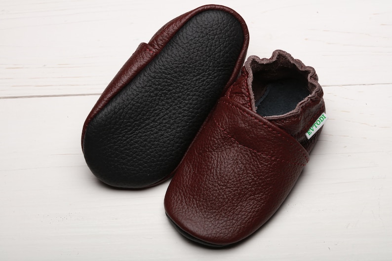 Maroon Baby Shoes Leather Baby Shoes Soft Sole Infant | Etsy