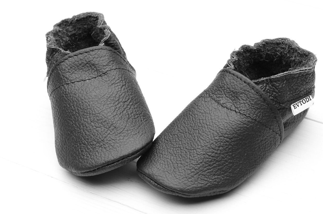 Black Baby Shoes Soft Sole Baby Shoes Leather Baby Shoes Etsy