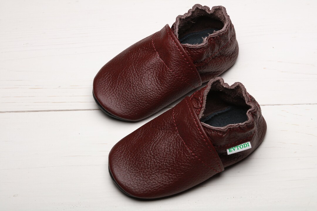 Maroon, Baby Shoes, Leather Baby Shoes, Soft Sole Infant Shoes, Crib ...