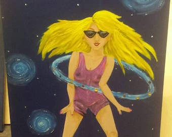 Gemstone inlay universe hoop goddess
