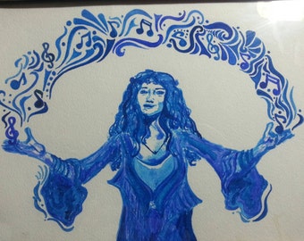 Janis watercolor monochrome print
