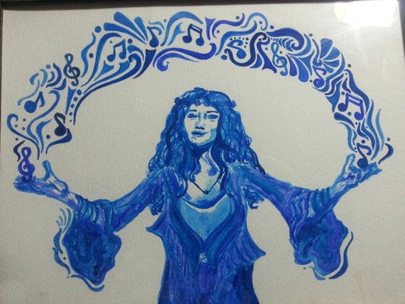 Janis watercolor monochrome print