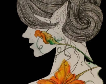 Pumpkin flower silhouette print