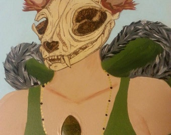 Crazy Cat Lady with stone inlay and glow pyrography