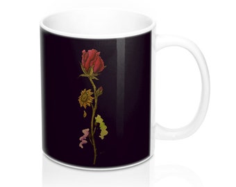 Mug 11oz-with rose sunflower design by JEMaginations