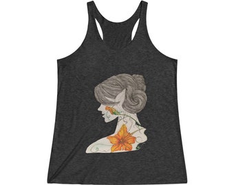 WomenS TriBlend Racerback Tank With Pumpkin Goddess