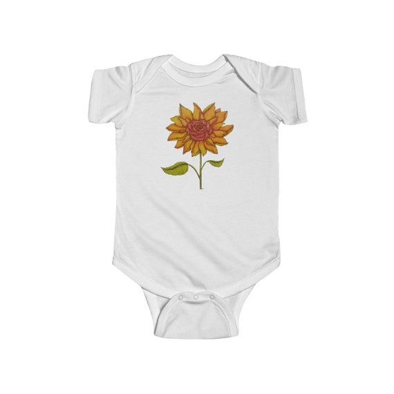 Infant Fine Jersey Bodysuit-with sunflower rose design by JEMaginations