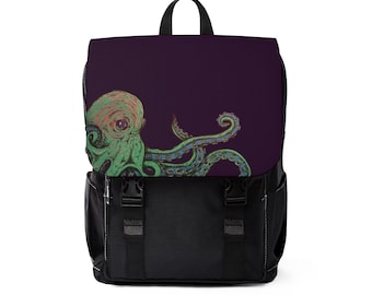 Drawstring Backpack Red Octopus Watercolor Painting Rucksack 