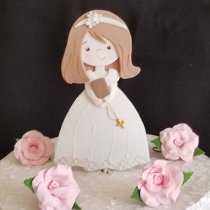 Girl Communion Cake Topper, Girl First Communion, Communion Decoration, Communion Cake Topper, Baptism Cake Decorations, Recuerdo Bautizo