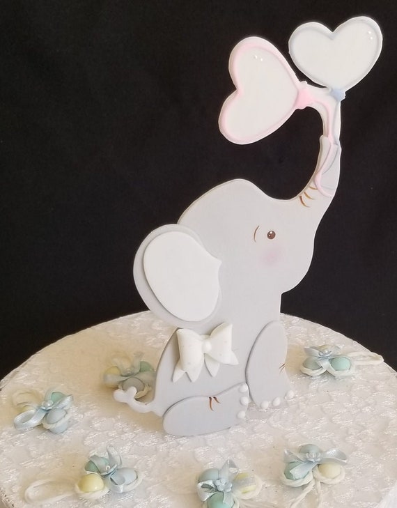 Elephant Cake Topper Baby Shower Elephant Gray Pink Etsy