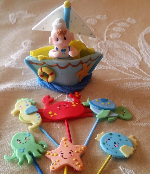 Nautical Cake Topper Sailor Cake Decoration Nautical Baby Etsy