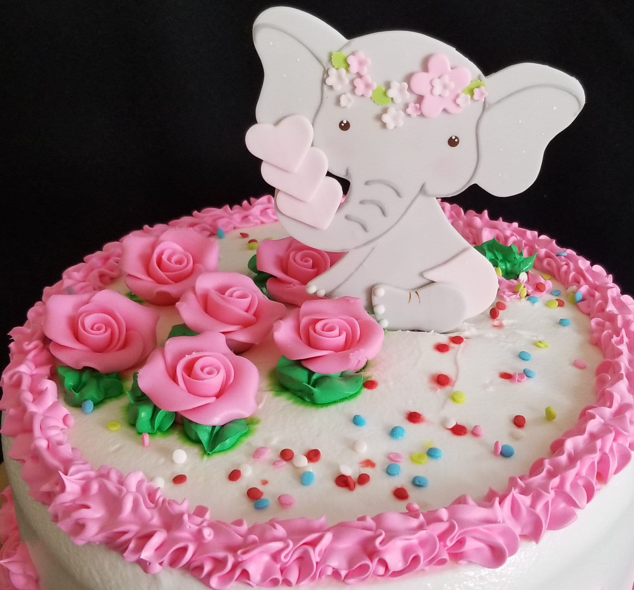 Elephant Cake Topper Elefante rosa gris Baby Shower de foto