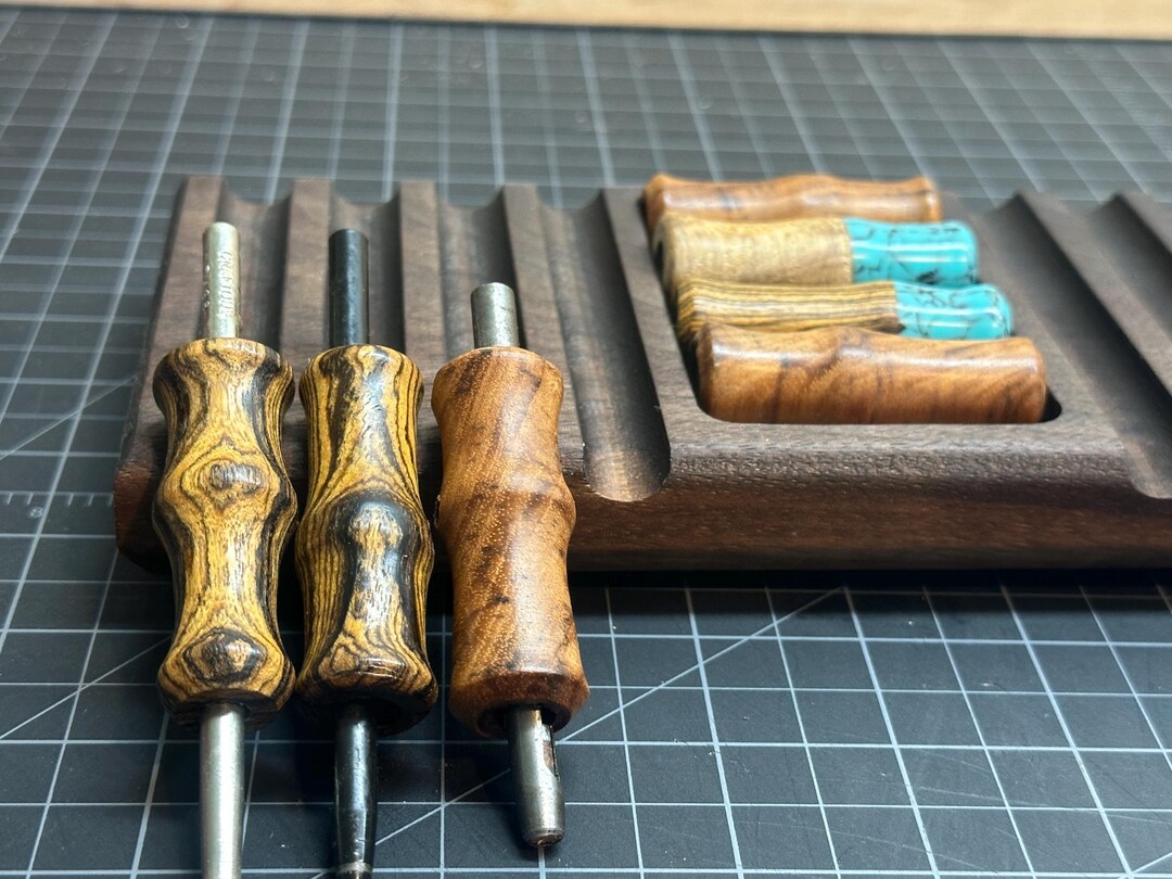2- Leather Tool Grips “dawgapaws” Pecan Wood - Etsy