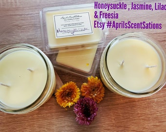 Honeysuckle Jasmine Soy Candle/Melts with Freesia and Lilac #SpringScent #Floral