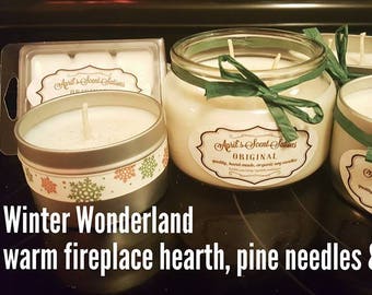 Winter Wonderland organic soy candles and melts #Fireplace #Woods