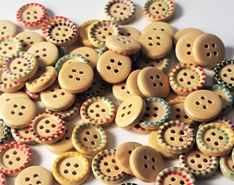 25 wood buttons 1/2'' wooded buttons 2 holes for craft for projects sewing knitting scrapbooking DIY projects