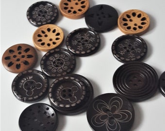 Wood buttons (15) 1'' & 1,25'' for hats big wood button for craft for headband wood buttons wood buttons for DIY project sewing scrapbooking