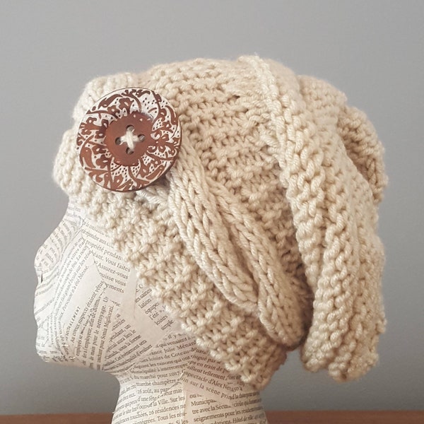 Slouchy hat PATTERN knit beanie hat pattern cabled hat pattern slouchy beanie winter hat pattern winter hat knitting pattern winter hat