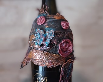 Paverpol wine bottle decoration hostess gift recycled items  ready to ship