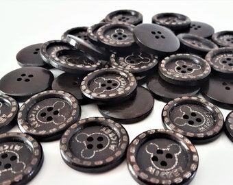 5 Wood buttons 1 inch Mickey buttons for hats wood button for headband wood button for sewing for craft for scrapbooking wood buttons