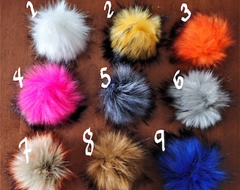 Rainbow 2 4 Inches Snap on Pom Poms for Hats Colorful Removable Fluffy Pompom Ball for Knitting Hats DIY Craft Projects Decoendiy 16pcs Faux Fox Fur Pom Pom with Press Button 
