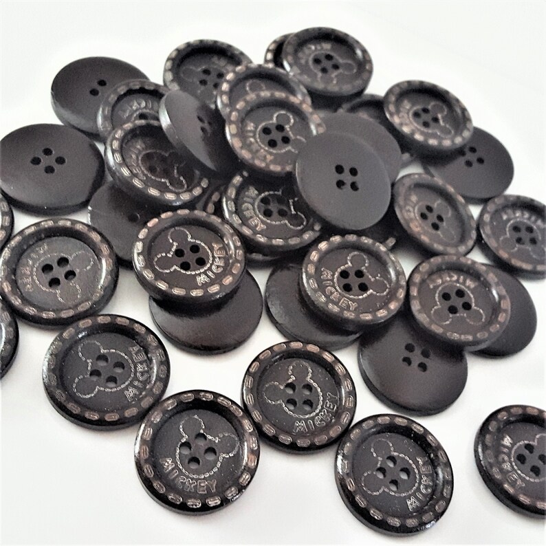 5 Wood buttons 1 inch Mickey buttons for hats wood button for headband wood button for sewing for craft for scrapbooking wood buttons image 2