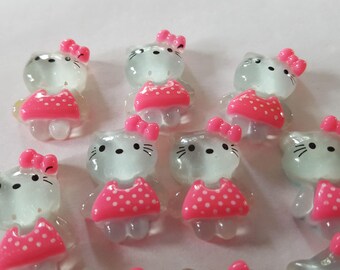 10 resin buttons  3/4"" Kitty buttons NO HOLES for craft for DIY projects scrapbooking kid's craft