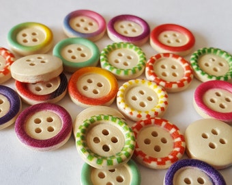 25 wood buttons 1/2'' wooded buttons 2 holes for craft for projects sewing knitting scrapbooking DIY projects