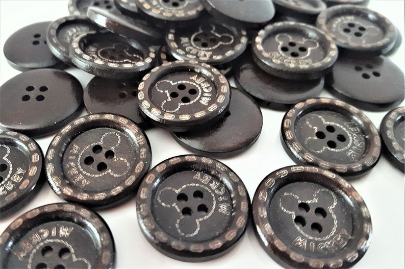 5 Wood buttons 1 inch Mickey buttons for hats wood button for headband wood button for sewing for craft for scrapbooking wood buttons image 5