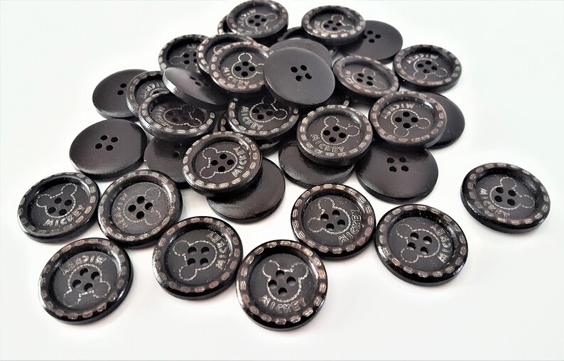 5 Wood buttons 1 inch Mickey buttons for hats wood button for headband wood button for sewing for craft for scrapbooking wood buttons image 3