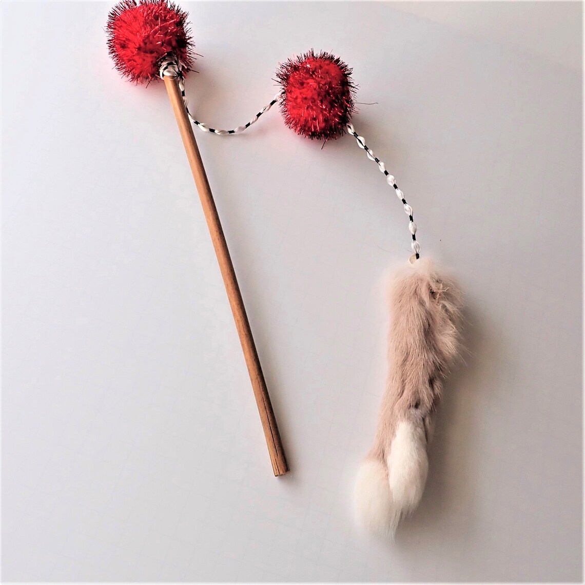 Cat Wand Toy Wand Recycled Fur Pompon Jingle Bell Cat Toy Cat Etsy