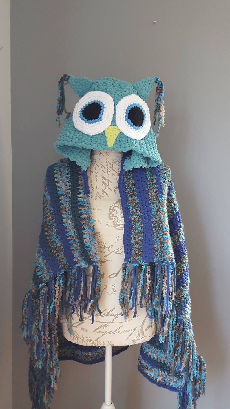 PATTERN Crochet Hooded Owl Blanket Bulky Blanket Pattern Etsy